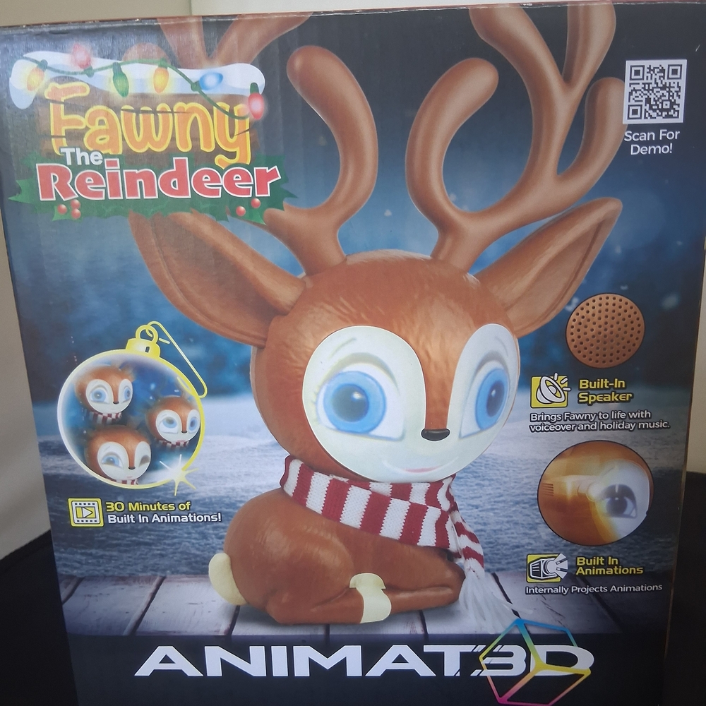 Brown and White Holiday Decor Reindeer with Animated Features